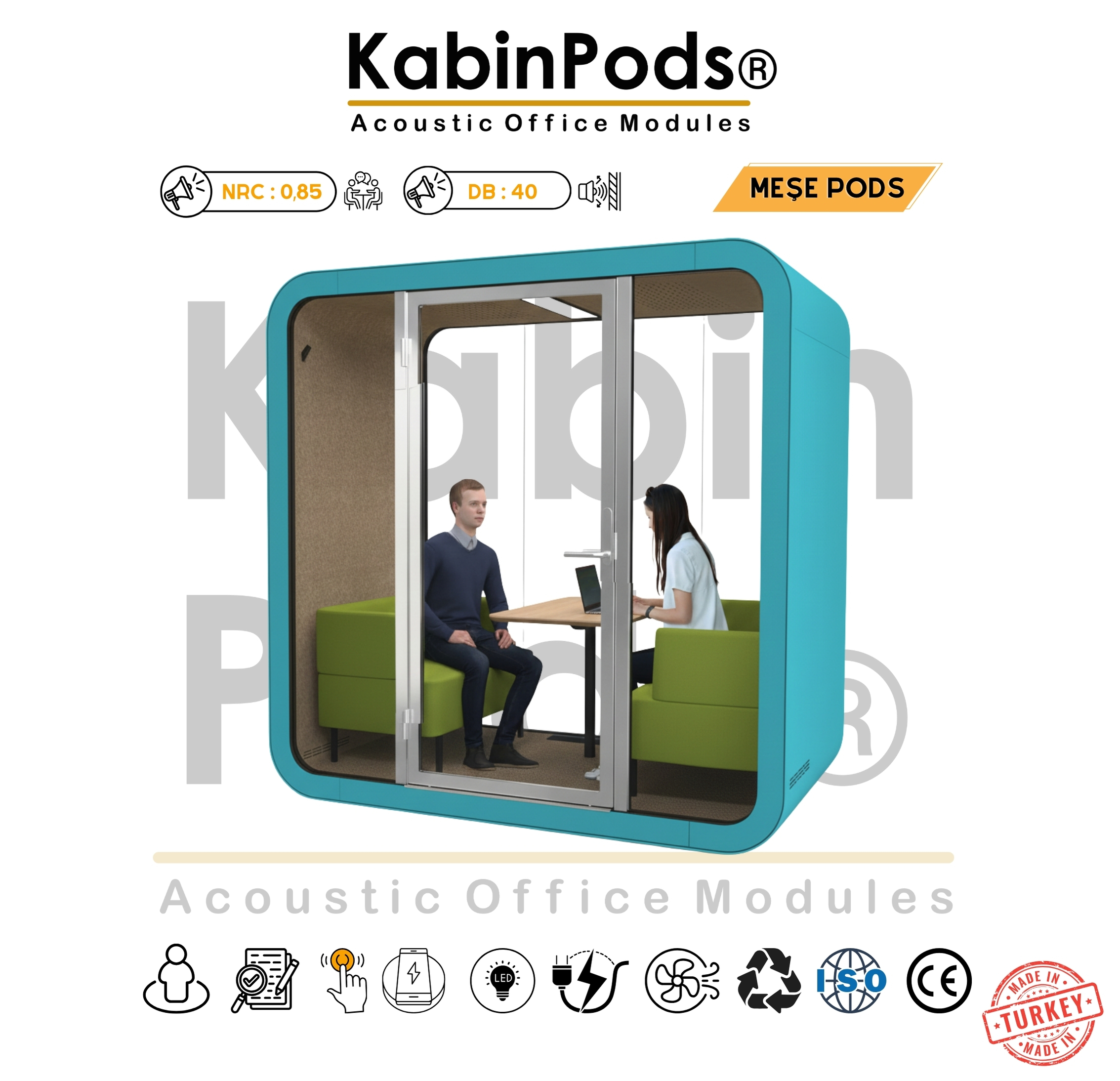 Ofiste 2-4 kişilik ofis kabini